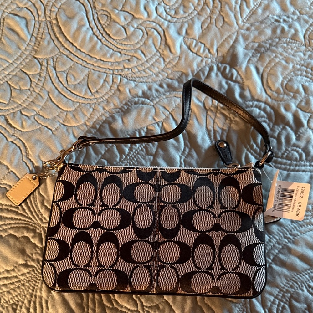 Coach Black and Cream Patterned Wristlet - Picture 3 of 3